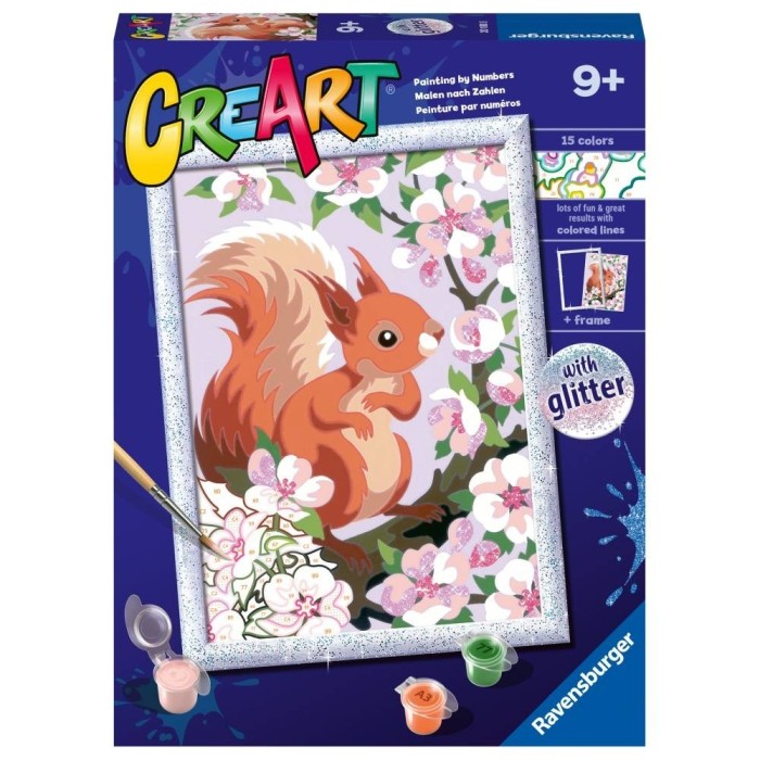 Ravensburger - CreArt pictura pe numere pentru copii cu sclipici veverita