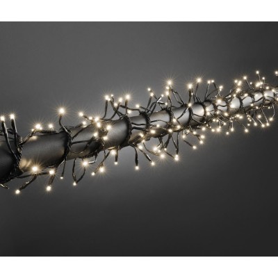 Instalatie craciun profesionala de exterior ip65, 5 m, 50 led-uri mari ,liniara, alb cald, interconectabila, prelungitor 1.5 m inclus, fir negru, flip foto