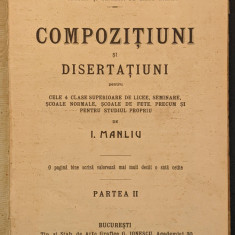 1913 Curs Limba Romana Manual Scolar COMPOZITIUNI DISERTATIUNI I. Manliu Vol. II