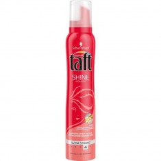 Spuma Taft Shine Ultra Strong 4, 200 ml, Spuma Modelatoare Par, Produse Ingrijire Par, Produse Hairstyle, Spuma de Par pentru Volum, Spuma pentru Coaf