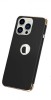 Husa iPhone 14, MyStyle Elegance Luxury 3in1, Carcasa Protectie, Anti-alunecare, Negru/Auriu
