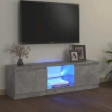 Comodă TV cu lumini LED, gri beton, 120x30x36 cm
