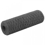 Cumpara ieftin Plasă de s&acirc;rmă, gri, 25x0,5 m, oțel cu &icirc;nveliș PVC, hexagonal, vidaXL