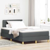 VidaXL Pat cu saltea cu saltea și LED Gri &Icirc;nchis 120x200 cm Țesătură