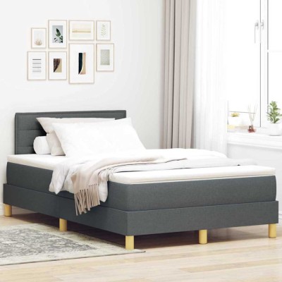 vidaXL Pat boxspring cu saltea Gri &amp;icirc;nchis 120 x 190 cm țesătură 3338826 foto
