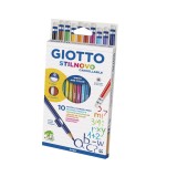 Set 10 creioane colorate GIOTTO Stilnovo + 1 ascutitoare + 1 radiera - SECOND
