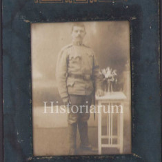 HST P2/604 Poză soldat austro-ungar + ramă de epocă cu sticlă