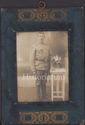 HST P2/604 Poză soldat austro-ungar + ramă de epocă cu sticlă foto