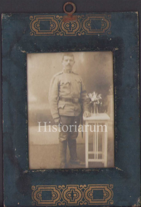 HST P2/604 Poză soldat austro-ungar + ramă de epocă cu sticlă