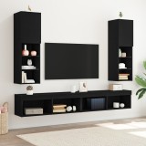 vidaXL Dulap TV cu LED, 2 buc., stejar negru, 30,5x30x102 cm, lemn