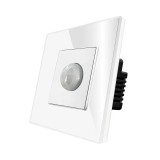 Senzor de miscare PIR Luxion LX-MP-SR01GF-W, tip intrerupator, incastrat, rama din sticla inclusa, alb