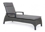 Sezlong rattan sintetic gri Britton 70x205x106x42x56 cm