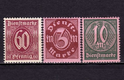 ✅ (S42) Germania Reich 1921 Marci oficiale , serie completa Michel 66-68, MH , nestampilate guma originala cu sarniera foto