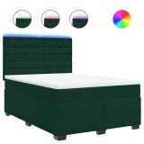 Cumpara ieftin Pat box spring cu saltea, verde inchis, 160x200 cm, catifea