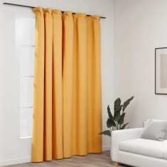 vidaXL Draperie opacă, aspect de in, galben, 290 x 245 cm, cu c&acirc;rlige 321199