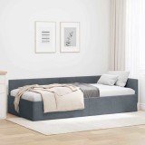 vidaXL Cadru de pat colțar Altele cu headboard Gri &icirc;nchis 80 x 200 cm