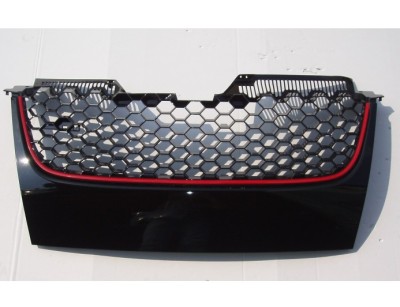 Grila masca fata fata VW GOLF V (1K), 10.2003-05.2009 Model : GTI, cu banda rosu; negru lucios; fara emblema; TUNING, foto