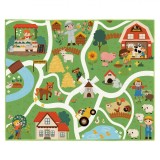 Covor Decorativ Copii, Model Ferma, Antiderapant, Verde, 160x130cm, Oem