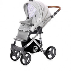 Carucior 2 in 1 Multifunctional Lorelli cu Landou si Parte Sport Rimini Premium Grey &amp;amp; Black Dots foto