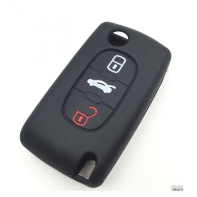 Husa Cheie Citroen/Peugeot 3 Butoane Silicon Neagra AutoProtect KeyCars foto