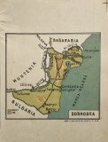 1935 Hartă Dobrogea Rom&acirc;nia interbelică / dealuri și șes / Turtucaia, Bazargic, Balcic, Insula Serpilor, geografie, cromolitografie