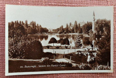 Bucuresti - Vedere din Parcul Carol - Carte postala veche, necirculata foto