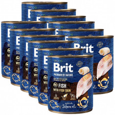 Brit premium by Nature Conservă cu pește &amp; piele de pește 12 x 800 g