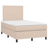 Cumpara ieftin Pat box spring cu saltea, cappuccino, 120x190cm piele ecologica