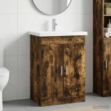 Cumpara ieftin Set de mobilier pentru baie Stejar fumuriu 61 x 40 x 84,5 cm