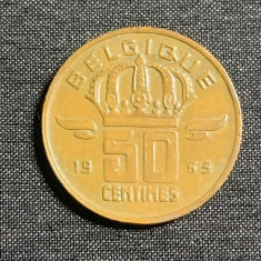 Moneda 50 centimes 1965 Belgia
