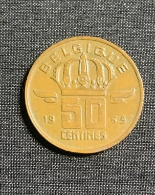 Moneda 50 centimes 1965 Belgia foto