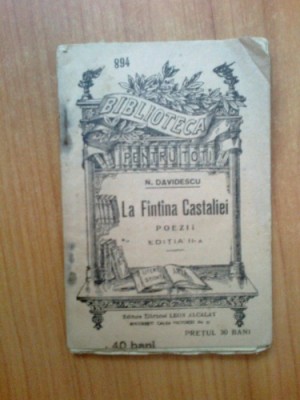 d1b N.Davidescu / LA FANTANA CASTALIEI -poezii,editia a II-a foto