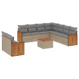 Cumpara ieftin Set canapele de gradina cu perne, 10 piese, bej, poliratan