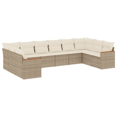 Set canapele de gradina cu perne, 10 piese, bej, poliratan foto