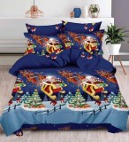 Cumpara ieftin Lenjerie Pat De Craciun Natal Cr039, Bumbac, 6 Piese, Cu Elastic, Imprimeu