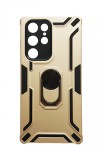 Husa telefon compatibila cu Samsung Galaxy S22 Ultra, Powerful, Inel si placuta metalica, HT86, Maro, Silicon, Carcasa
