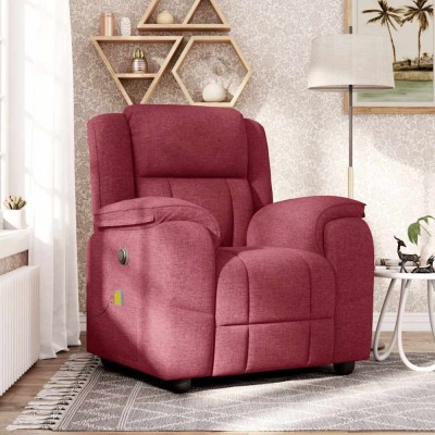 vidaXL Fotoliu de masaj rabatabil, roșu vin, material textil 4015713 foto