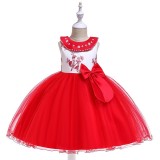 Rochie Ocazie Fete, Superbaby, 7 Ani, Rosie cu Alb, Eleganta, Tulle, Flori Brodate, Funda Saten, Bumbac, Festiva, Evenimente