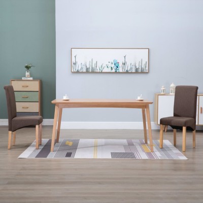 Scaune de bucătărie, 2 buc., maro, material textil foto