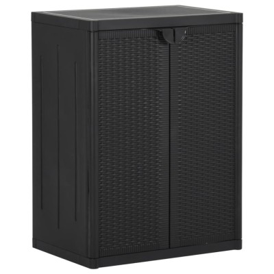 Dulap de depozitare pentru gradina, negru, 65x45x88 cm PP ratan foto