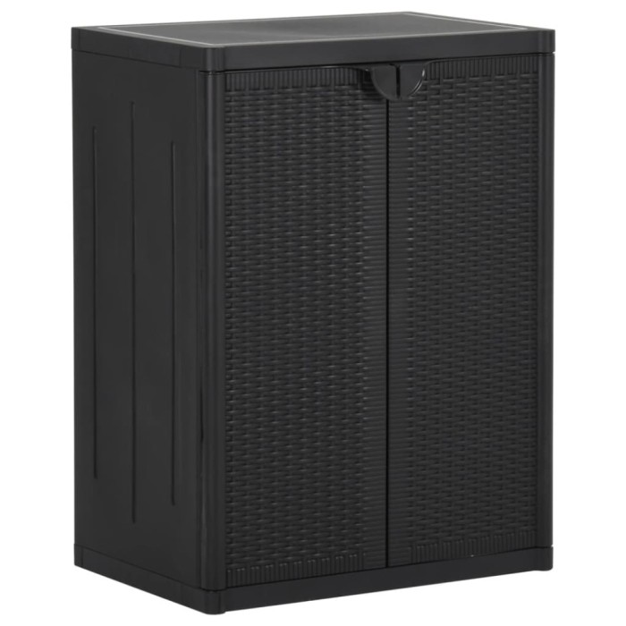 Dulap de depozitare pentru gradina, negru, 65x45x88 cm PP ratan