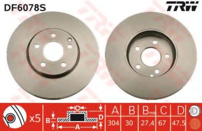 Disc frana MERCEDES E-CLASS (W211) (2002 - 2009) TRW DF6078S foto