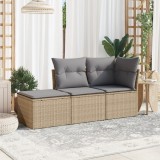 Gossi set canapele de gradina, 3 piese, cu perne, bej, poliratan