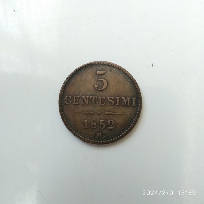 -Y- KINGGDOM OF LOMBARDY VENETIA (. FRANCIS JOSEPH - 5 CENTESIMI 1852 M