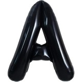 Balon folie metalizata litera a, flippy, 40 cm, umflati cu heliu sau aer, ambalaj individual, pai inclus, negru