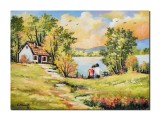 Cumpara ieftin Tablou indragostiti dormitor, living, pictat manual, Impreuna pentru totdeauna, 70x50cm ulei pe panza, Constantin Feraru