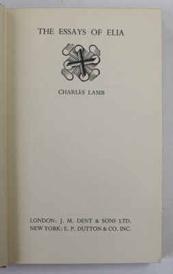 THE ESSAYS OF ELIA by CHARLES LAMB , 1932 foto