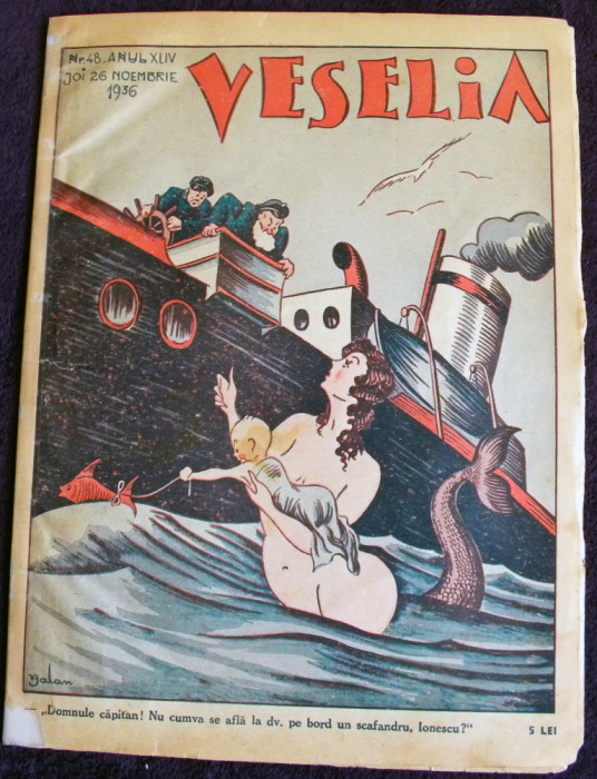 Revista &rdquo;VESELIA&rdquo; &ndash; Nr. 48 / 1936, ilustratii erotice art deco. ilustrator Balan