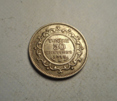 Tunisia 50 Centimes 1915 Piesa Frumoasa foto