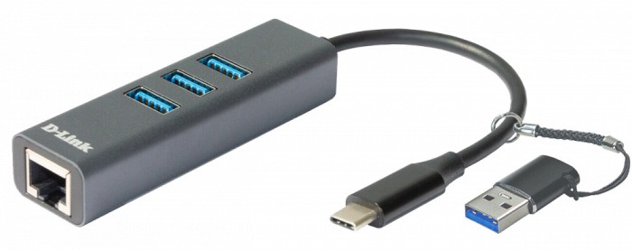 ADAPTOR RETEA D-LINK, extern, USB-C, port RJ-45 Gigabit, 3 x USB SuperSpeed 3.0 port, adaptor USB-A inclus &amp;quot;DUB-2332&amp;quot; (timbru verde 0.18 lei